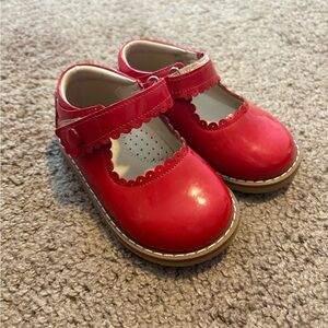 Elephantito Red Scalloped Mary Jane Shoes